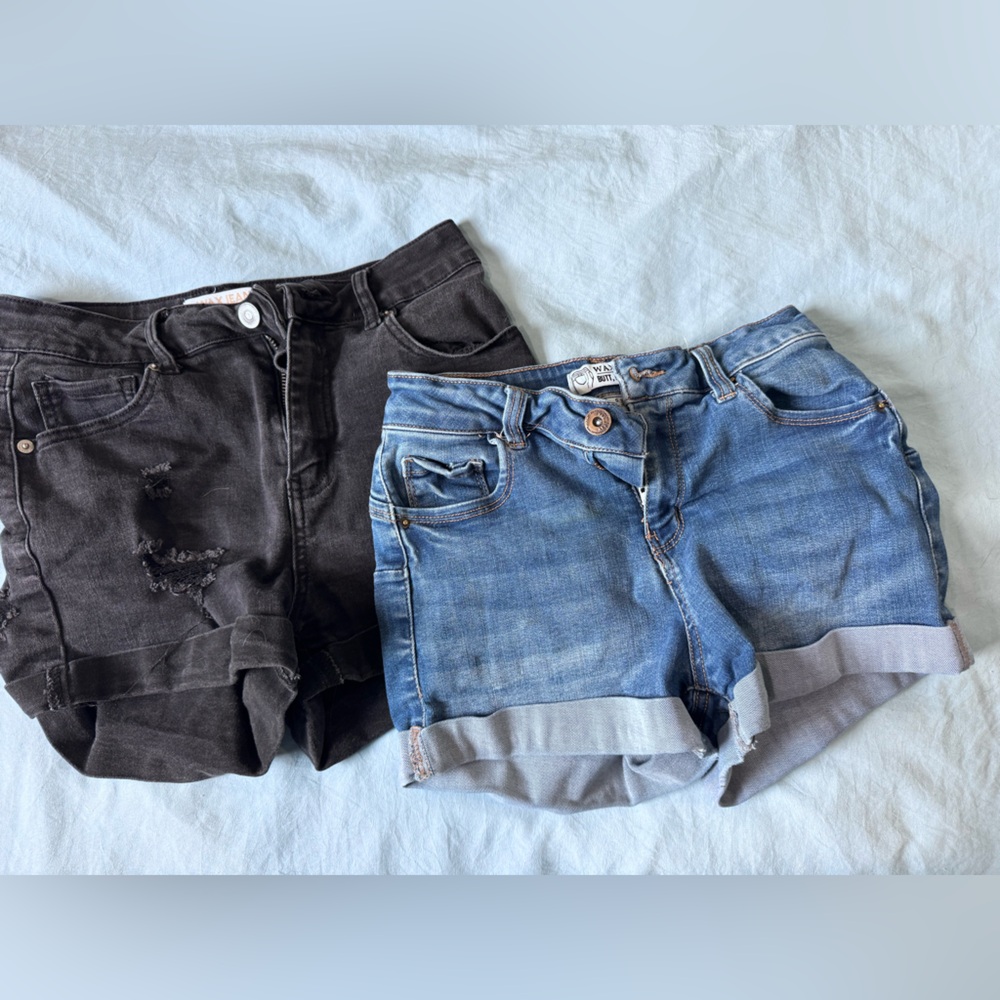 Black and Blue Denim Shorts Set